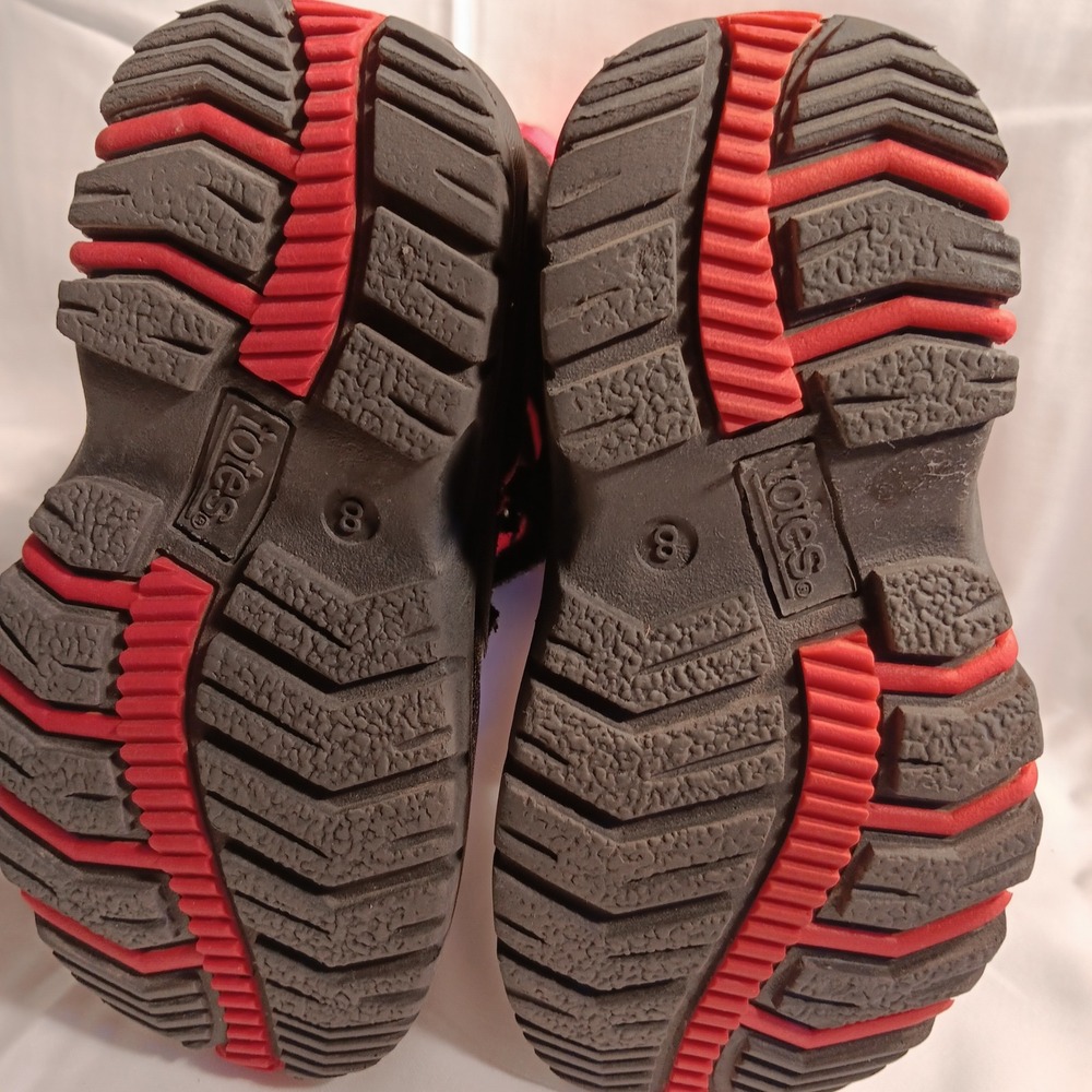 Totes Kids Winter‎ Snow Boots Red Black Leather Zipper 8M - Picture 6 of 6